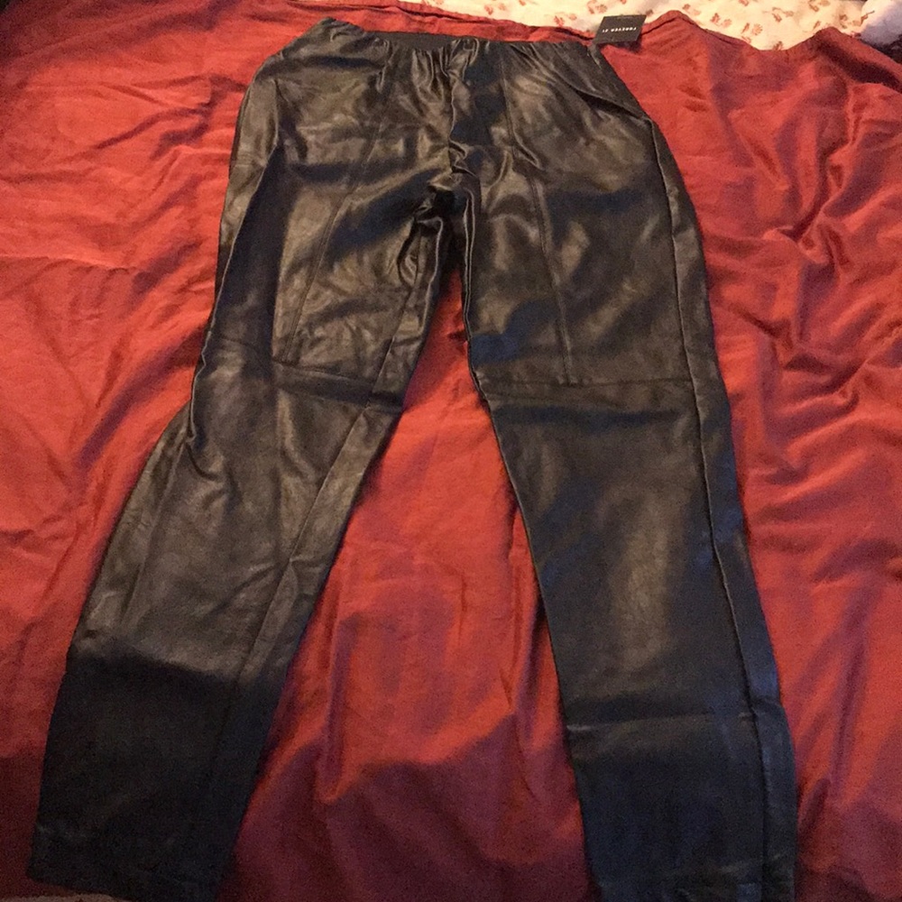 Black faux leather pants
